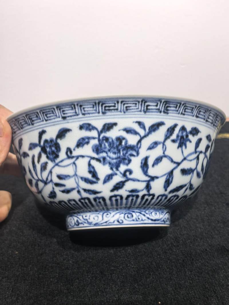 明永乐 内外青花缠枝莲纹撇口碗 - 图34