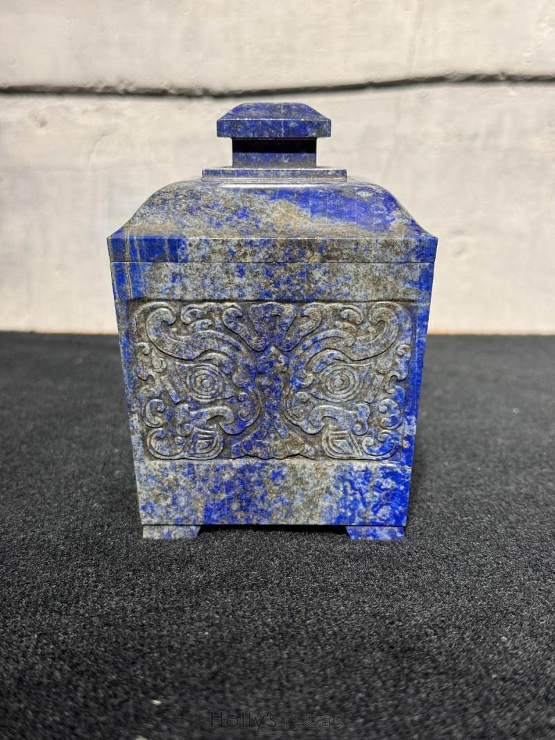 清乾隆 青金石刻兽面纹四方罍 - 图11