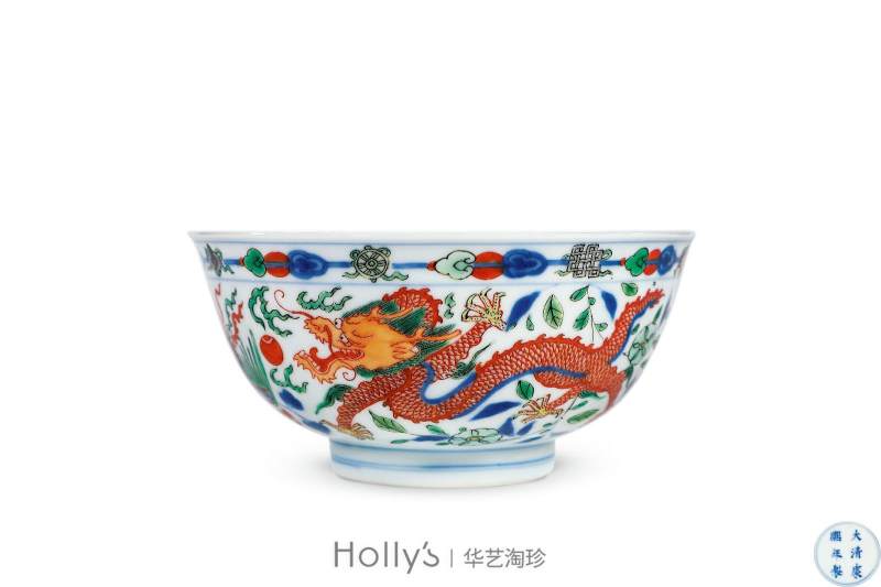清康熙 五彩龙凤纹碗 - 图14