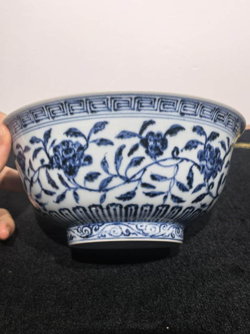 明永乐 内外青花缠枝莲纹撇口碗 - 图35