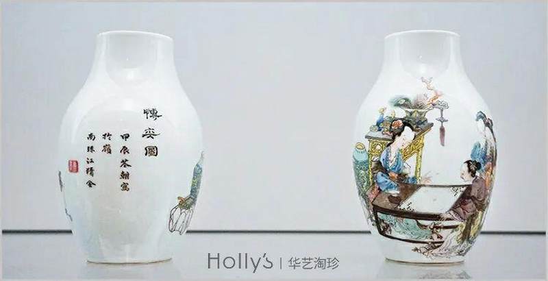 清雍正 广珐琅画仕女婴戏猜拳图折腰盘（唐金堂绘） - 图16