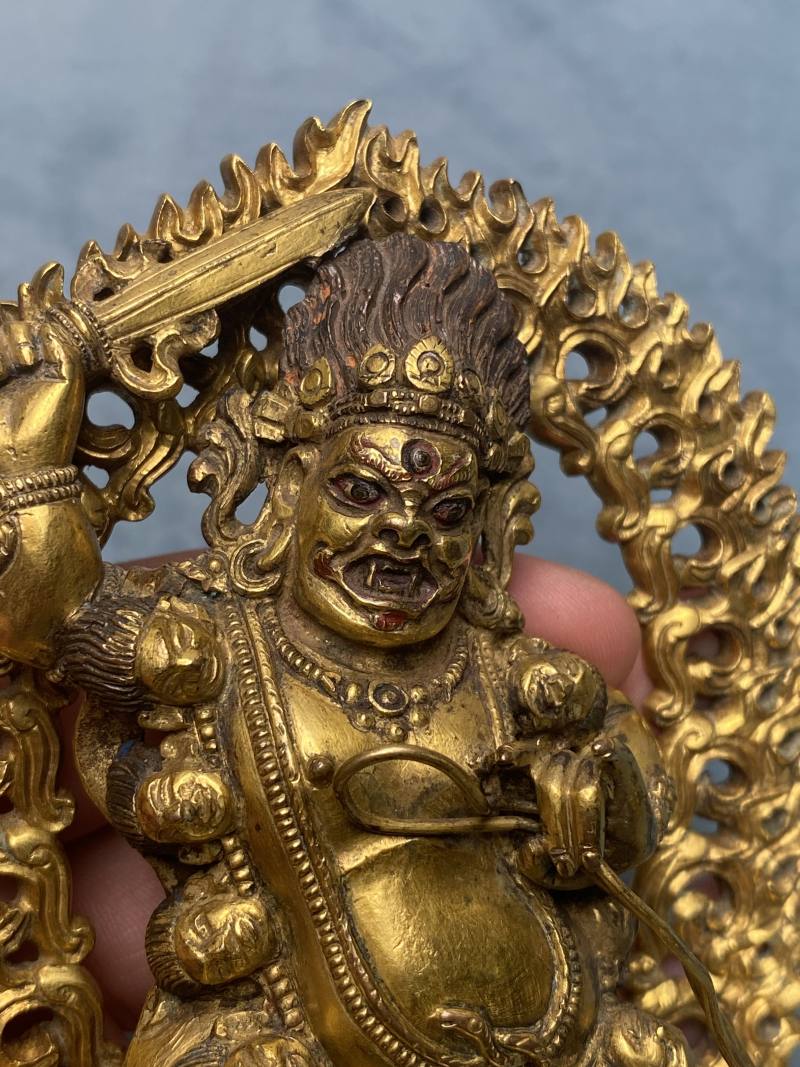 十七世纪 扎纳巴扎尔铜鎏金不动明王立像 - 图11