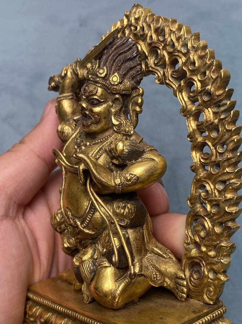 十七世纪 扎纳巴扎尔铜鎏金不动明王立像 - 图13