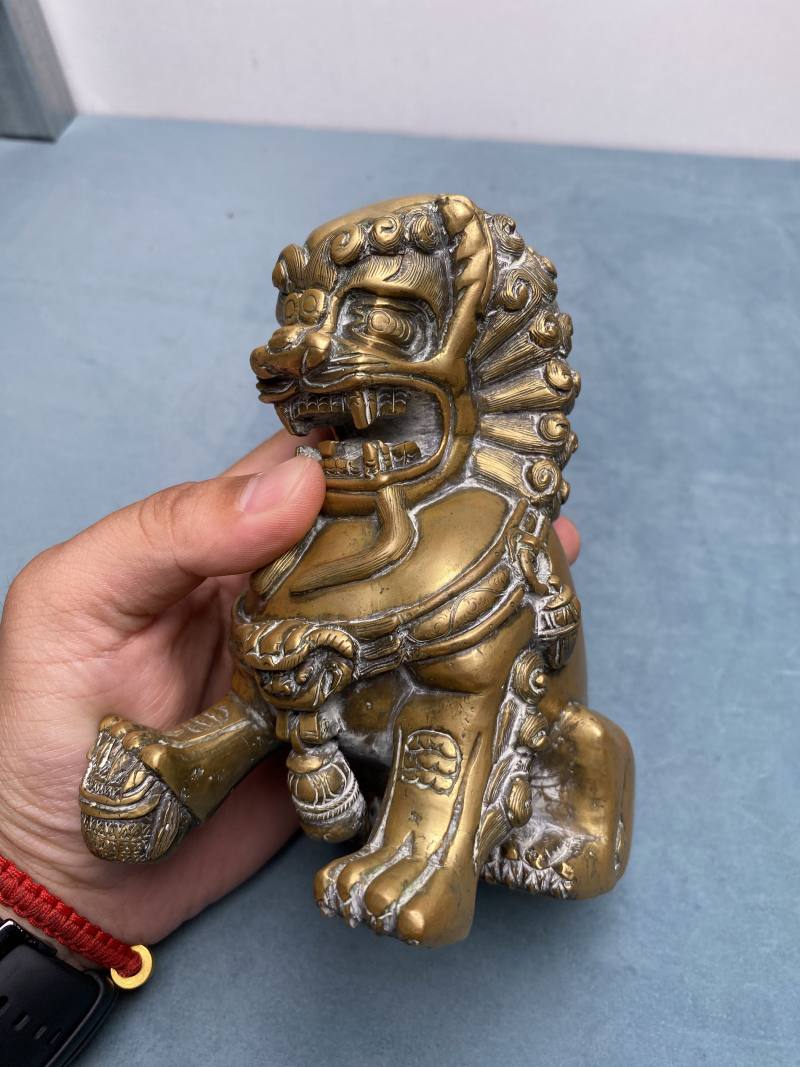清 铜狮摆件一对 - 图17