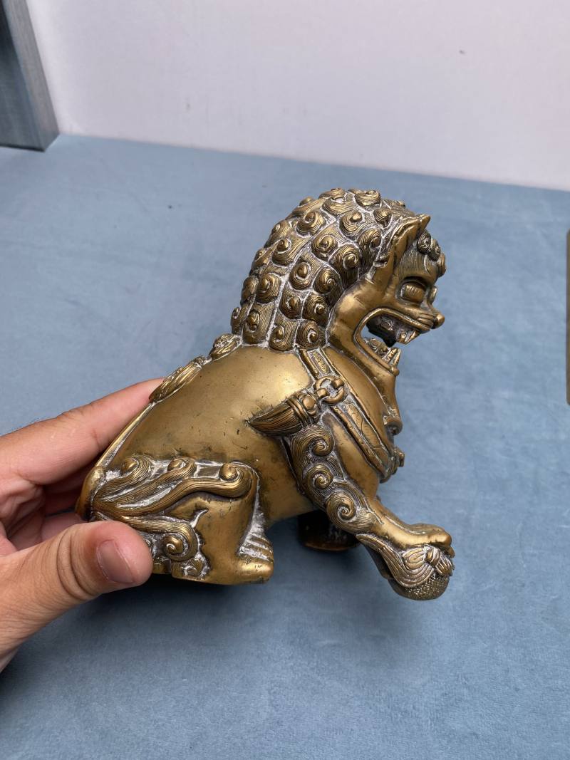 清 铜狮摆件一对 - 图19
