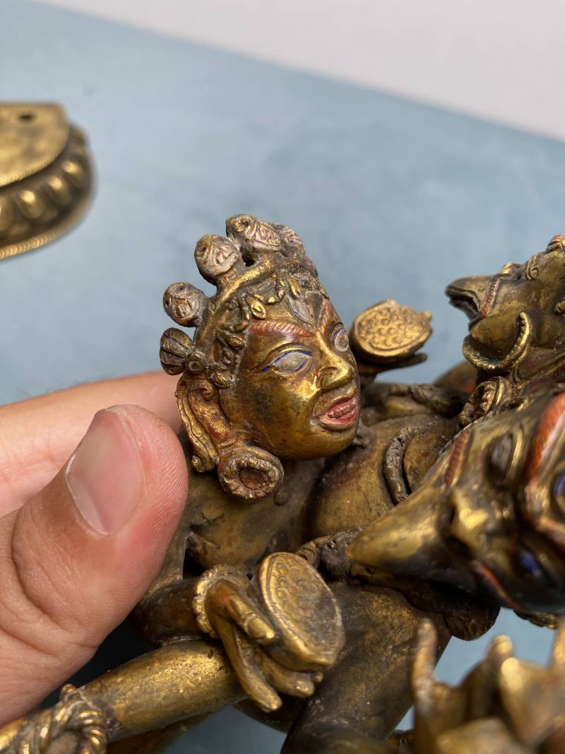 清 铜鎏金双首大鹏金翅鸟双身护法像 - 图14