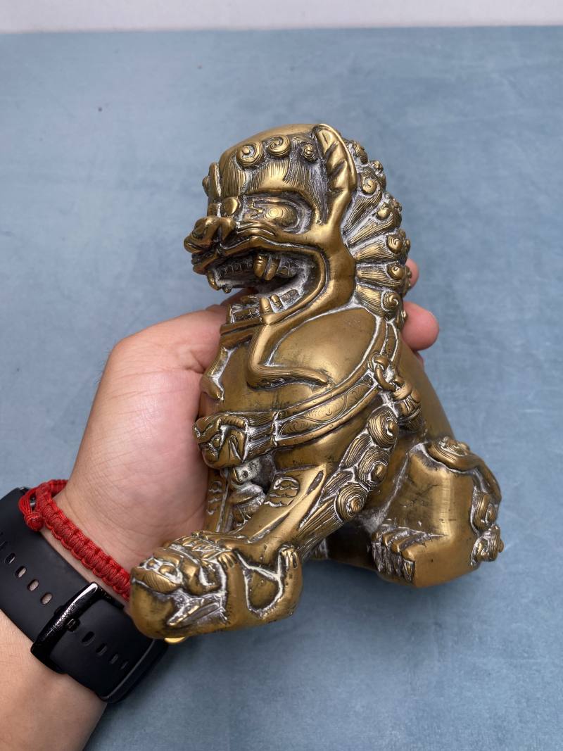 清 铜狮摆件一对 - 图27