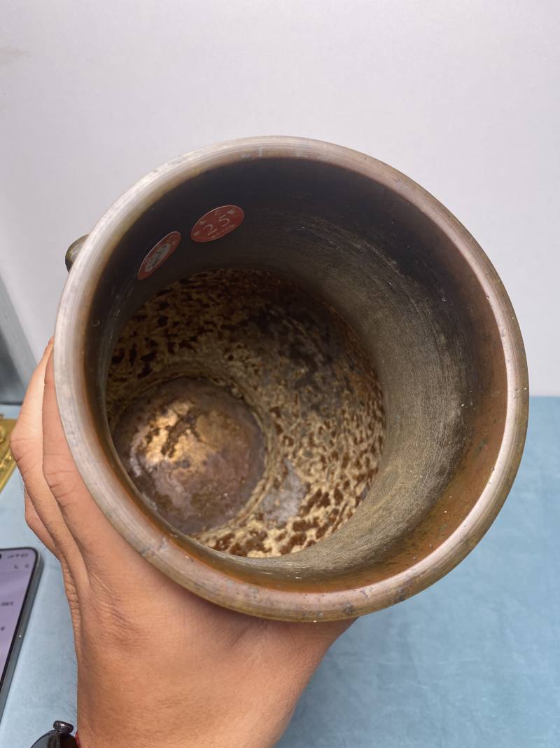 清 铜凤鸟纹龙耳壶 - 图15