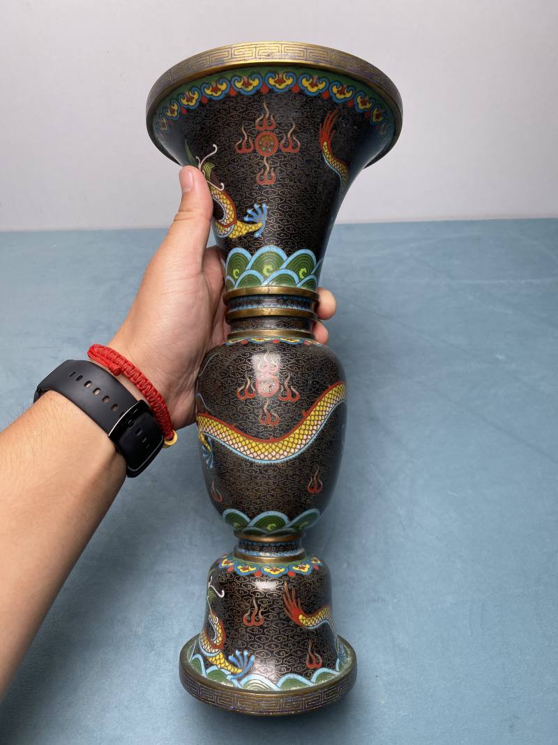 清 铜胎掐丝珐琅双龙戏珠纹五供一套 - 图54