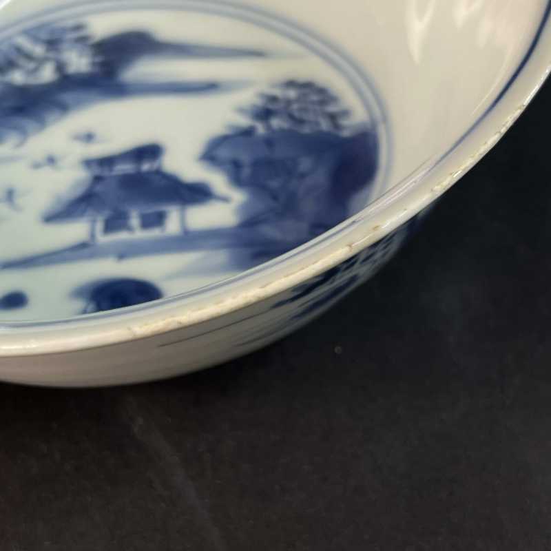 明天启 青花山水人物纹碗 - 图7