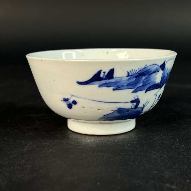 清中期 青花人物纹茶园 - 图2