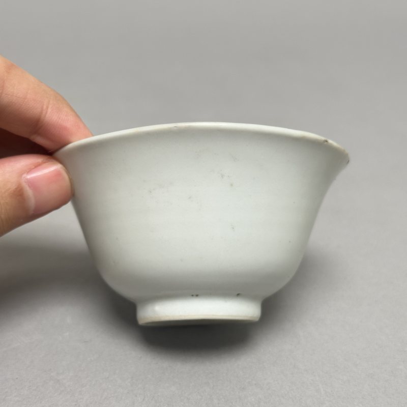 明晚期 白釉杯一对 - 图2