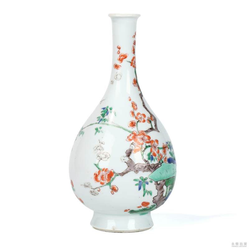 清康熙 五彩花鸟瓶 - 图2