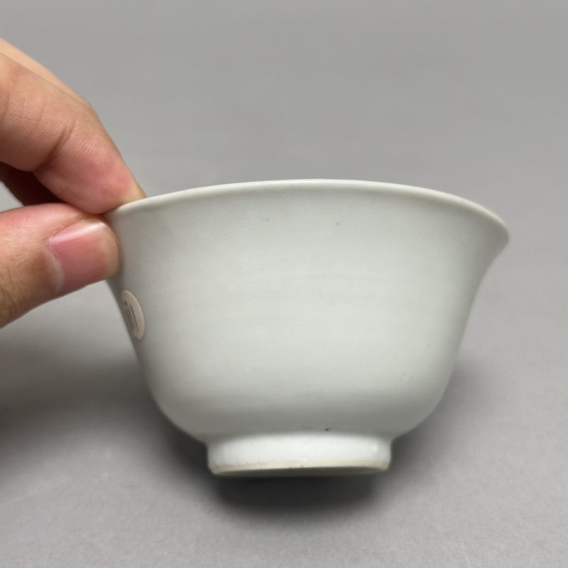 明晚期 白釉杯一对 - 图3