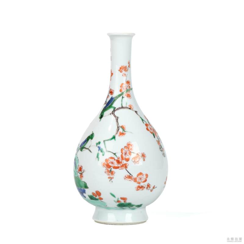 清康熙 五彩花鸟瓶 - 图4