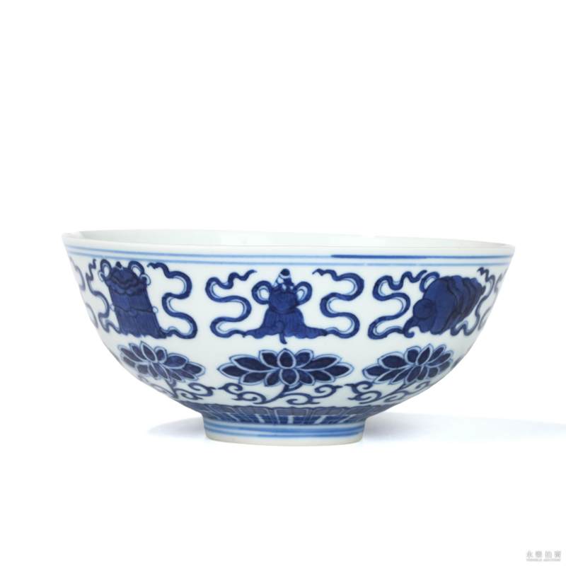 清光绪 青花八吉祥碗 - 图1