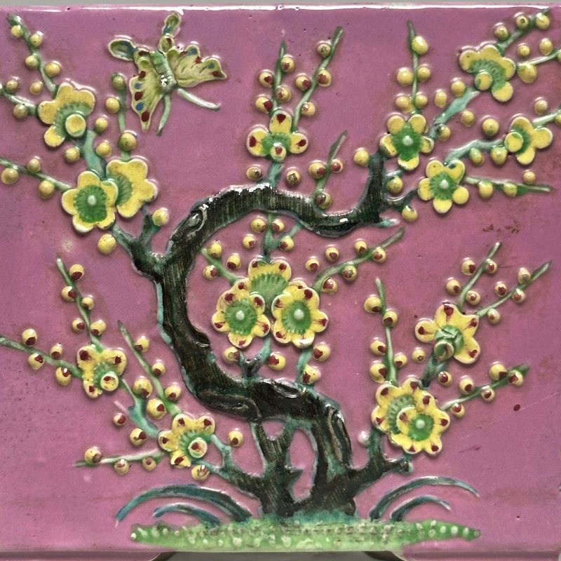 民国 粉彩贴塑花卉纹花盆 - 图3