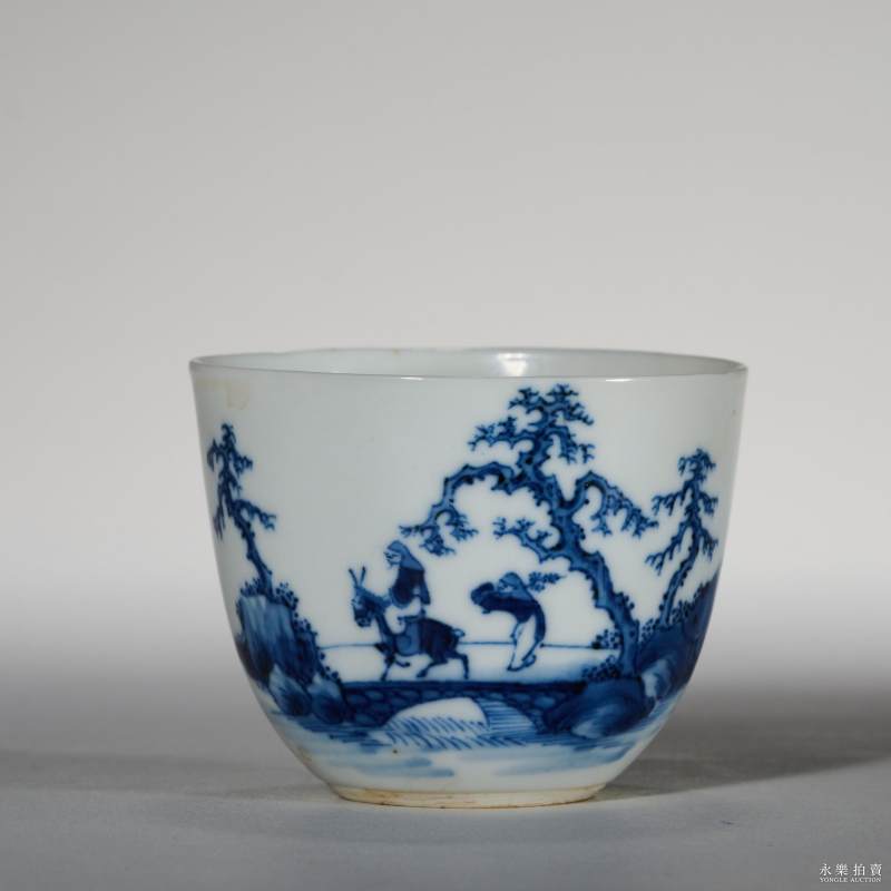 清晚期 青花踏雪寻梅小杯 - 图2