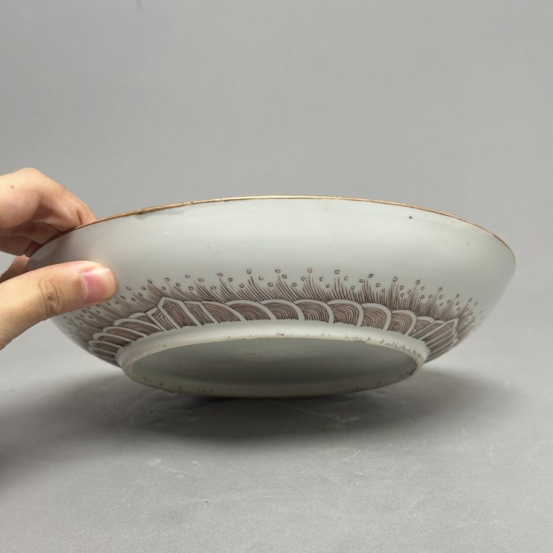 清光绪 矾红龙纹盘 - 图7