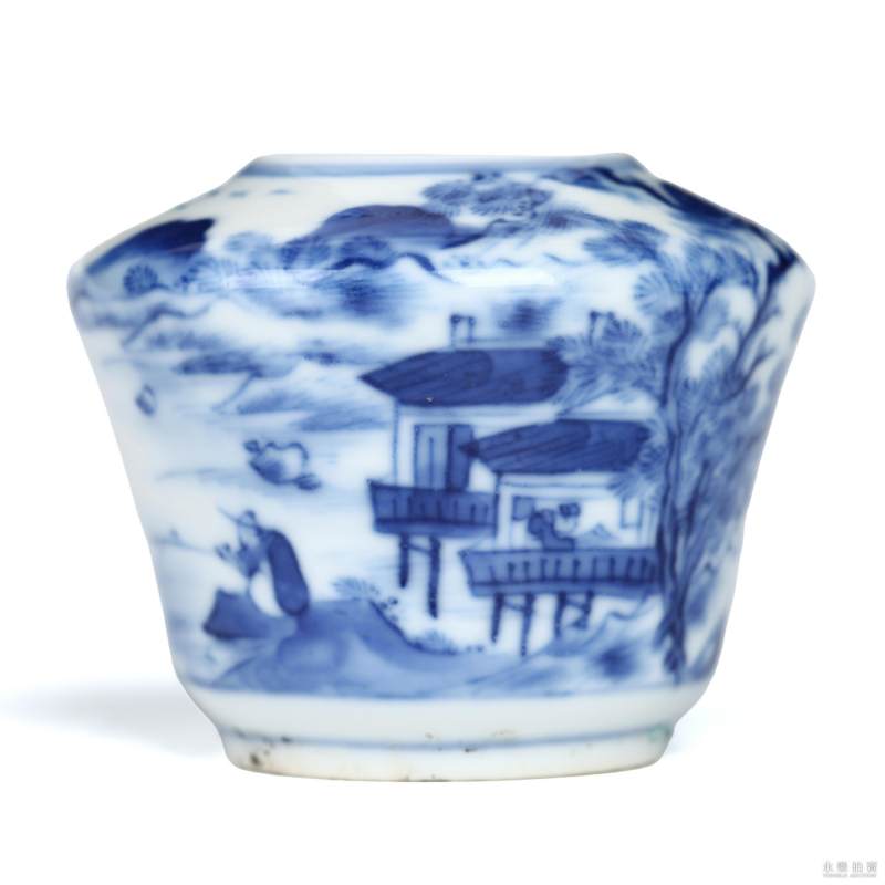 清中期 青花人物水盂 - 图5