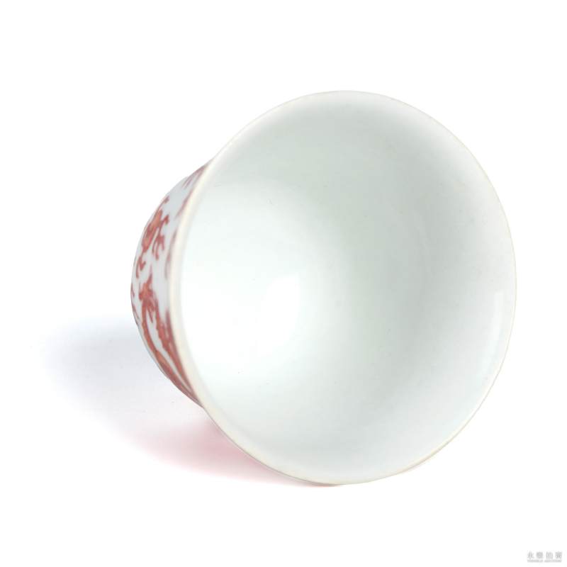 清同治 官窑矾红龙纹杯 - 图6