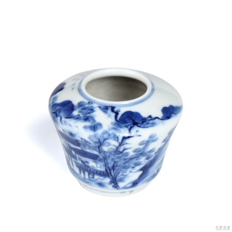 清中期 青花人物水盂 - 图6