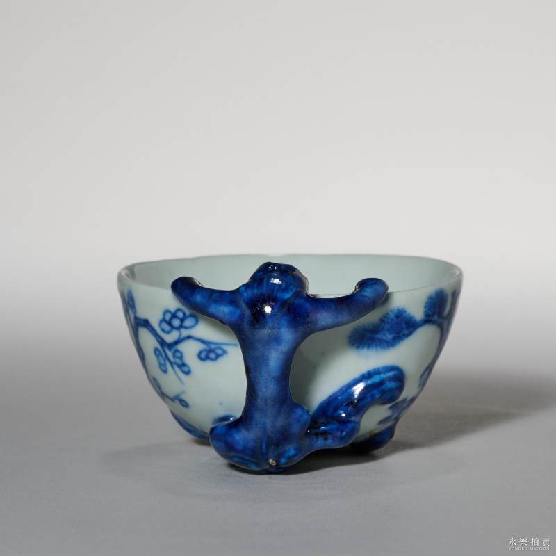 清 青花岁寒三友杯 - 图4