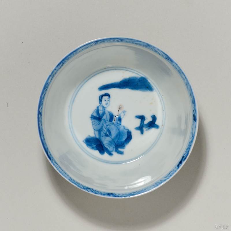 清康熙 青花仕女人物茶圆 - 图4