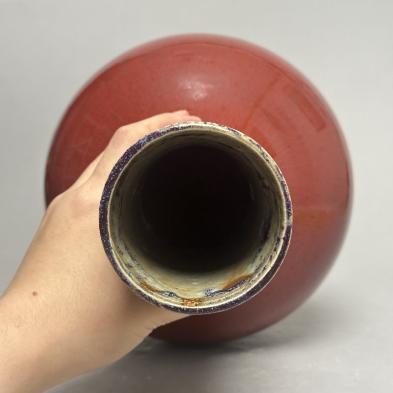 清中期 钧红釉天球瓶 - 图5