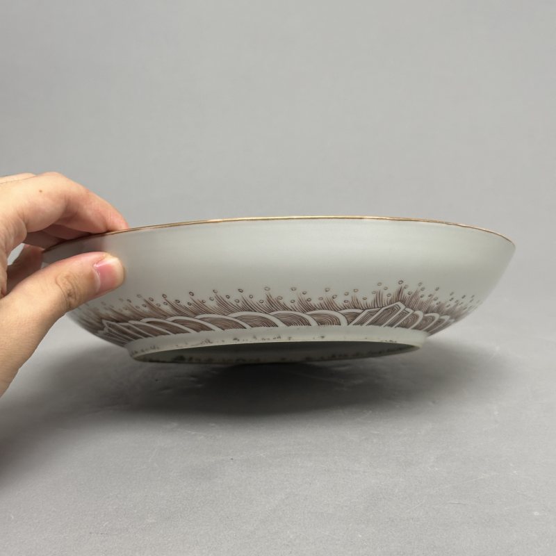 清光绪 矾红龙纹盘 - 图5