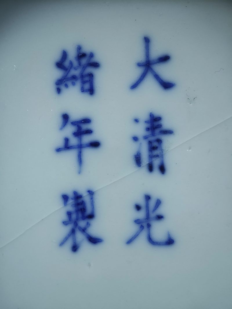 清晚期  内青花荷塘图外黄地轧道粉彩花卉开光龙凤纹大碗 - 图10