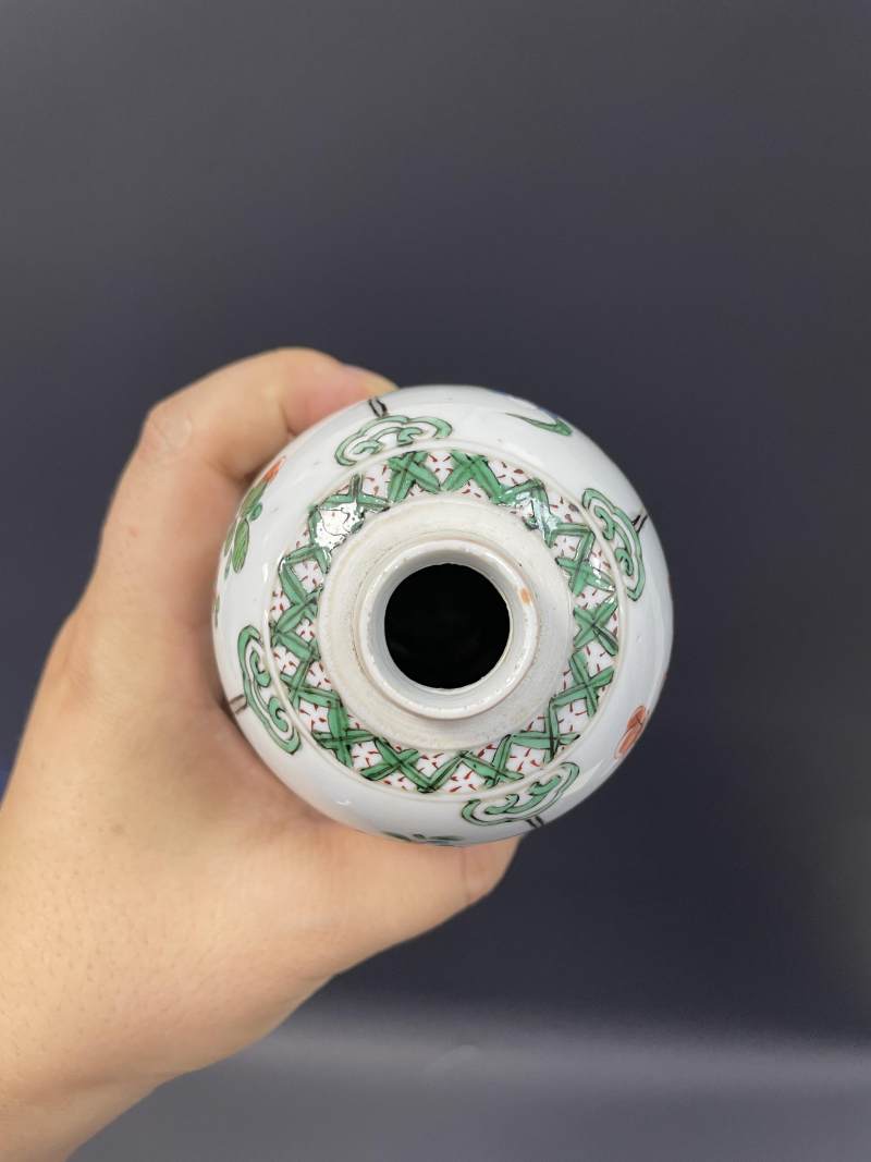 清康熙  五彩开光四季花虫纹茶叶罐 - 图6