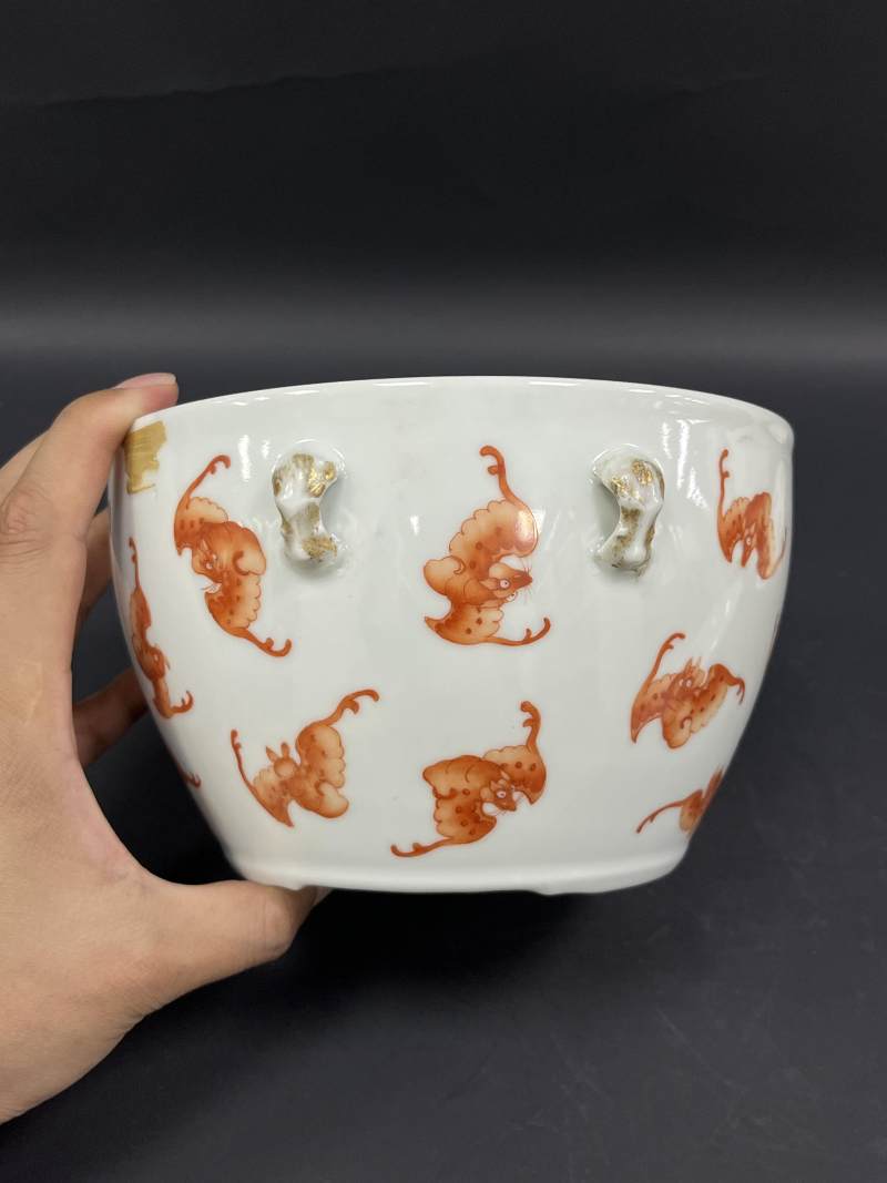 清晚期  矾红洪福齐天图温盅 - 图5