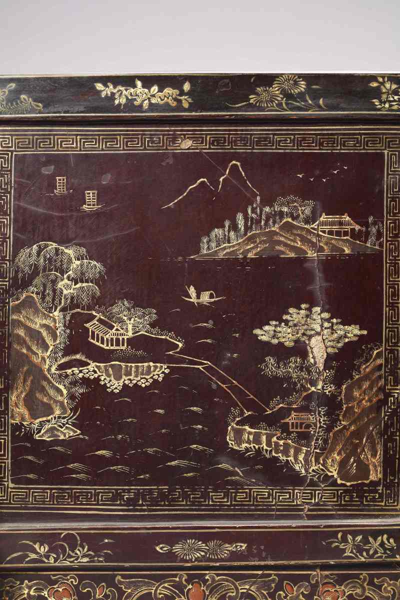清  黑漆描金砚屏 - 图5