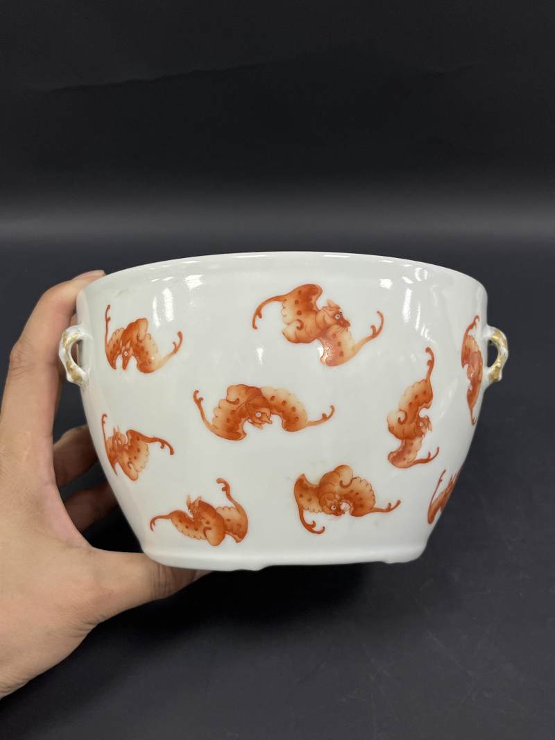 清晚期  矾红洪福齐天图温盅 - 图6