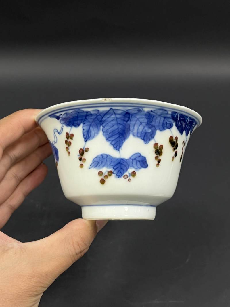 清晚期  青花、青花釉里红、仿钧釉茶碗七件 - 图51