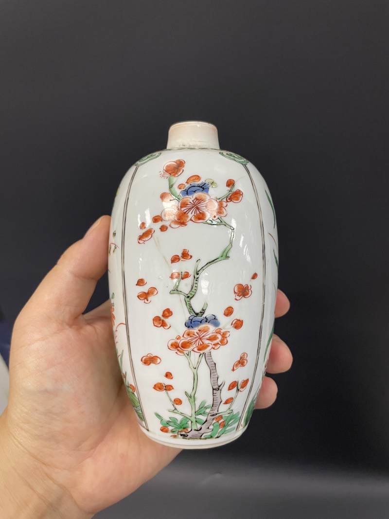 清康熙  五彩开光四季花虫纹茶叶罐 - 图9