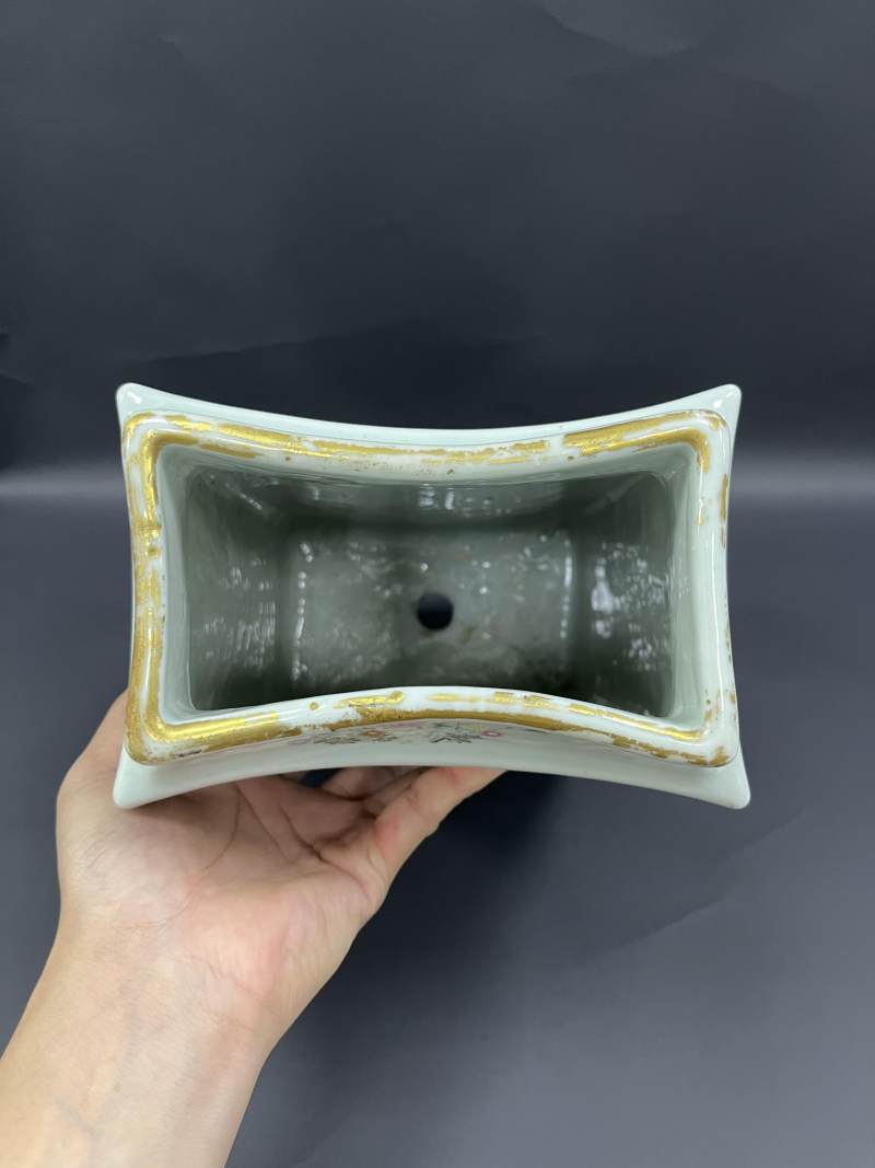 清晚期  粉彩群仙祝寿花鸟纹方瓶 - 图8