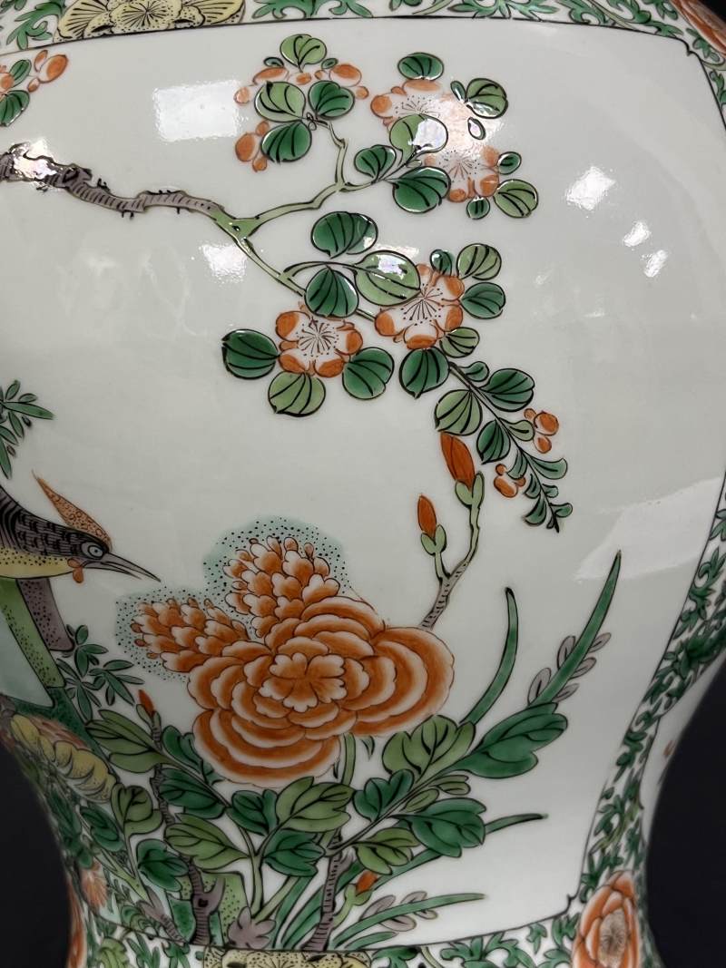 清晚期  五彩博古图将军罐 - 图16