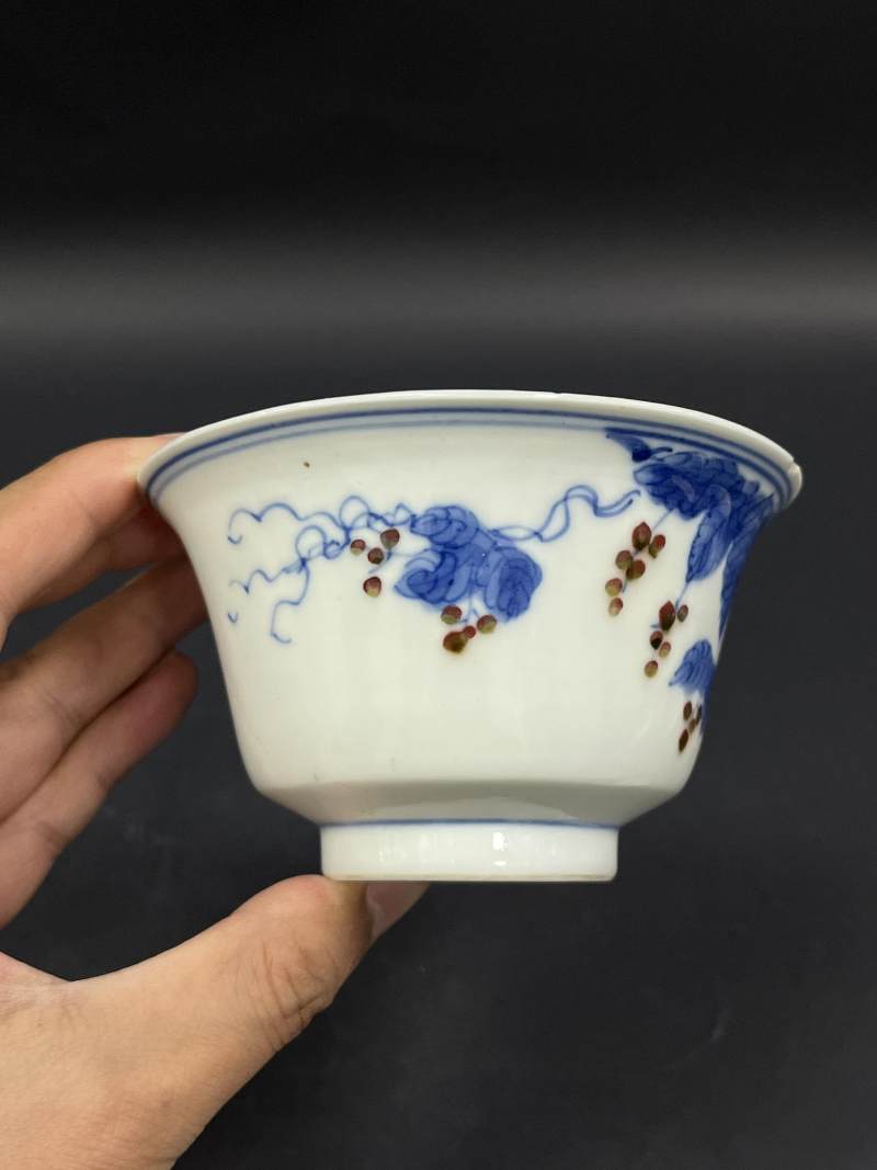 清晚期  青花、青花釉里红、仿钧釉茶碗七件 - 图53