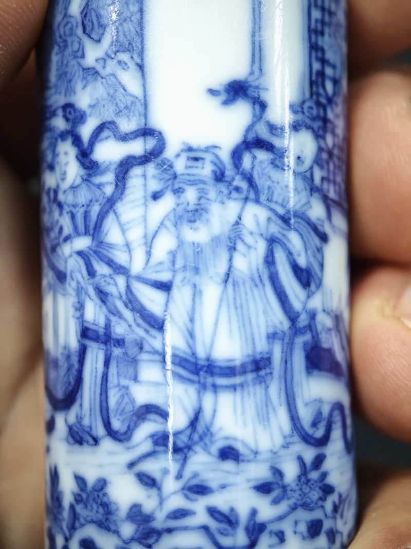 清晚期  青花人物故事图烟壶 - 图10