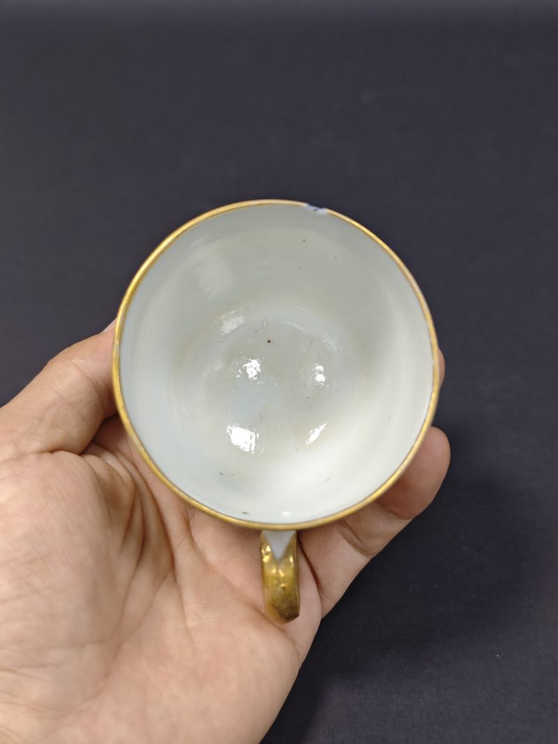 清中期  粉彩十二花神图单鋬杯盏 - 图6