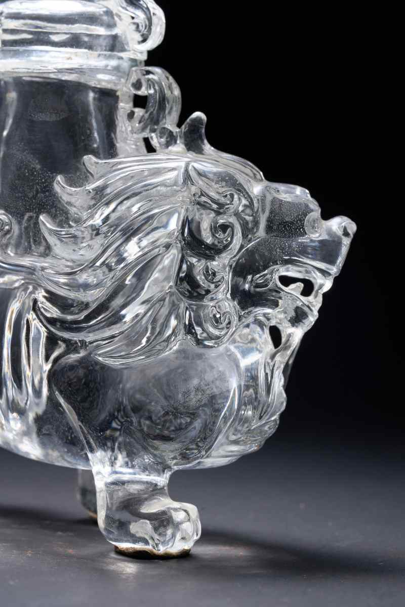 清  水晶雕狮驮宝瓶摆件 - 图6