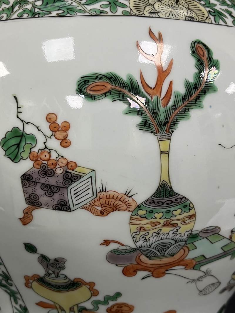 清晚期  五彩博古图将军罐 - 图19