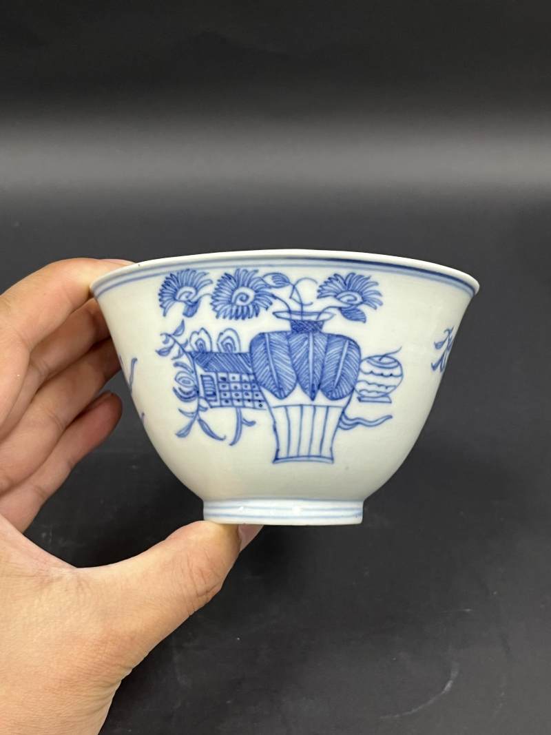 清晚期  青花、青花釉里红、仿钧釉茶碗七件 - 图8