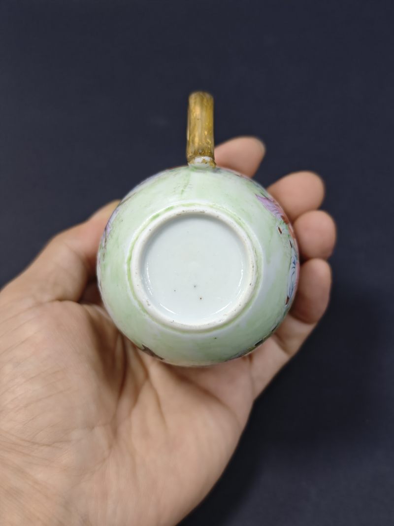 清中期  粉彩十二花神图单鋬杯盏 - 图7