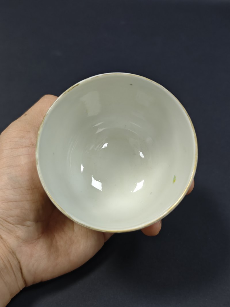 清嘉庆、清中期  粉彩无双谱人物诗文杯、高士图公道杯各一件 - 图14