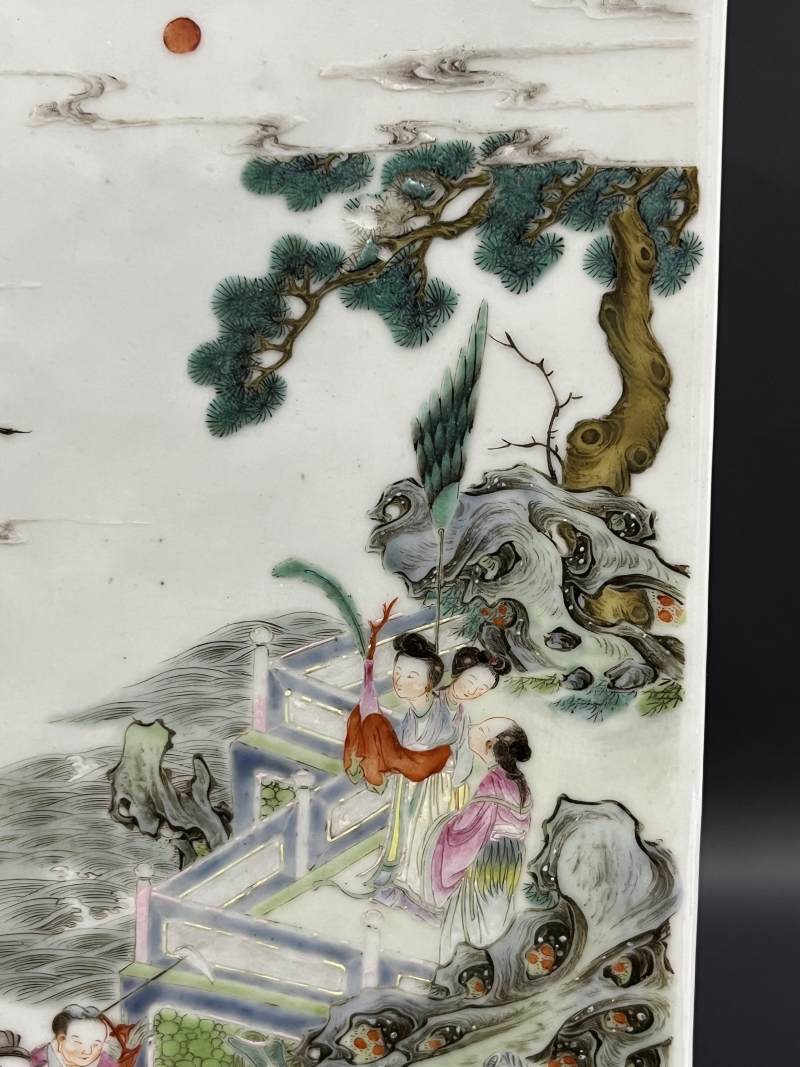 清晚期  粉彩群仙祝寿花鸟纹方瓶 - 图13
