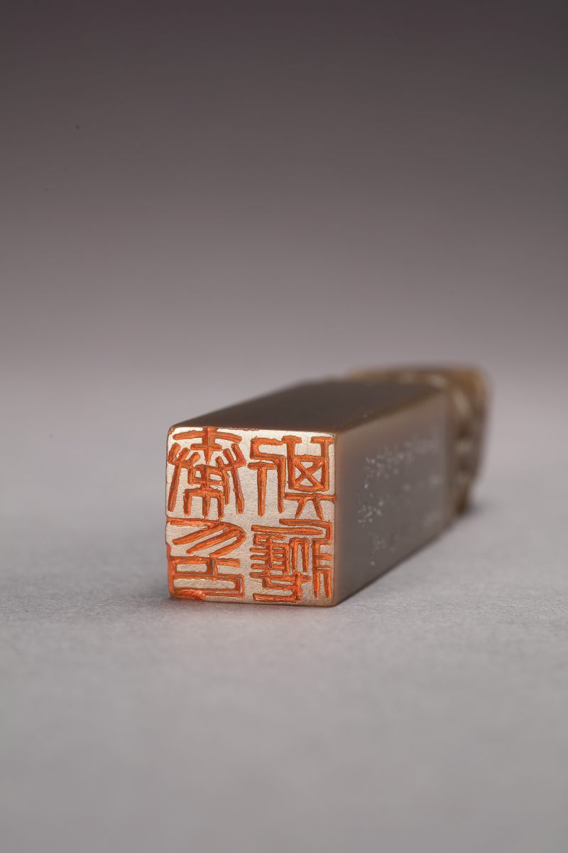 民国 张志鱼刻 秦斯应用 寿山牛角冻石印章 - 图7