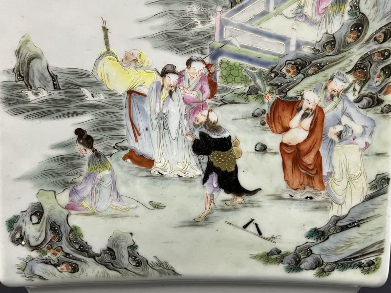 清晚期  粉彩群仙祝寿花鸟纹方瓶 - 图14